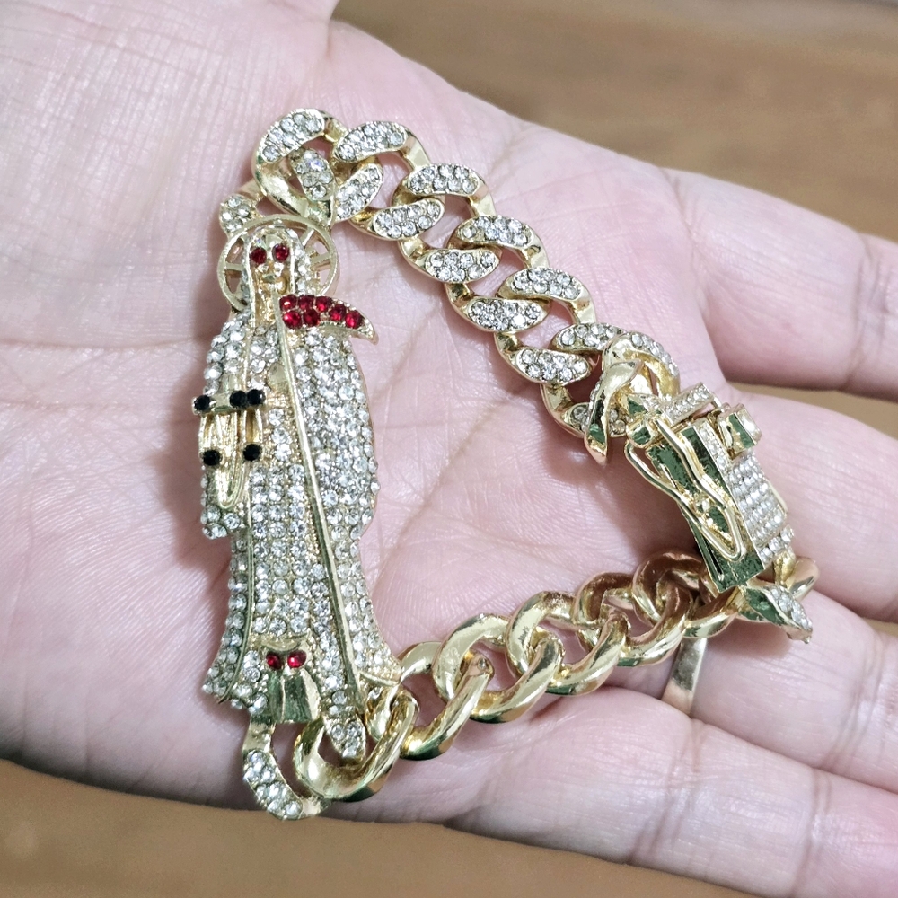 Gold and Silver Santa Muerte's Bracelet